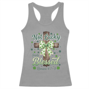 Shamrock Cross Irish St Patrick's Day Racerback Tank Top Not Lucky Simply Blessed TS14 Sport Gray Print Your Wear