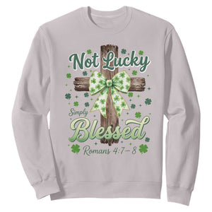 Shamrock Cross Irish St Patrick's Day Sweatshirt Not Lucky Simply Blessed TS14 Ice Gray Print Your Wear