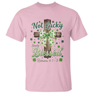 Shamrock Cross Irish St Patrick's Day T Shirt Not Lucky Simply Blessed TS14 Light Pink Print Your Wear