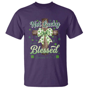 Shamrock Cross Irish St Patrick's Day T Shirt Not Lucky Simply Blessed TS14 Purple Print Your Wear