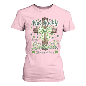 Shamrock Cross Irish St Patrick's Day T Shirt For Women Not Lucky Simply Blessed TS14 Light Pink Print Your Wear