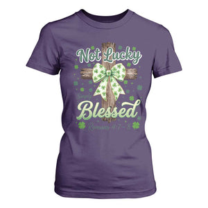 Shamrock Cross Irish St Patrick's Day T Shirt For Women Not Lucky Simply Blessed TS14 Purple Print Your Wear
