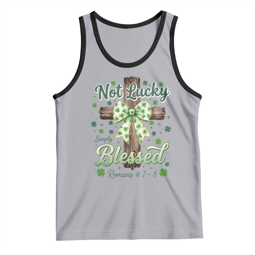 Shamrock Cross Irish St Patrick's Day Tank Top Not Lucky Simply Blessed TS14 Athletic Heather Black Print Your Wear