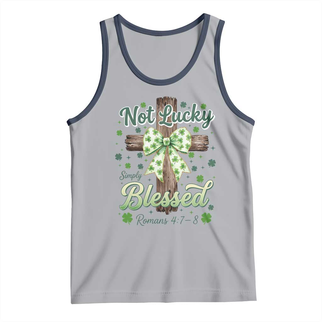 Shamrock Cross Irish St Patrick's Day Tank Top Not Lucky Simply Blessed TS14 Athletic Heather Navy Print Your Wear