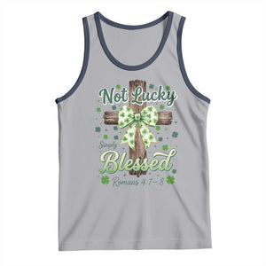 Shamrock Cross Irish St Patrick's Day Tank Top Not Lucky Simply Blessed TS14 Athletic Heather Navy Print Your Wear