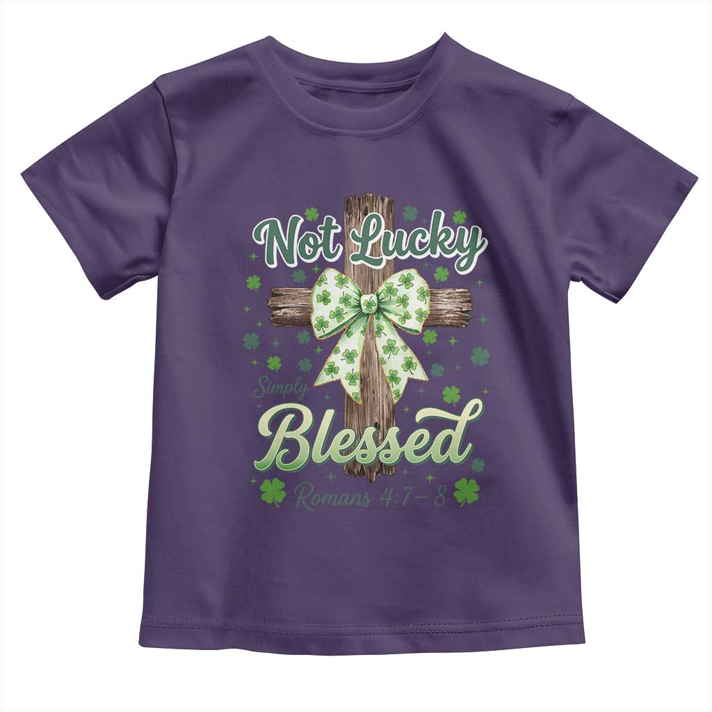 Shamrock Cross Irish St Patrick's Day Toddler T Shirt Not Lucky Simply Blessed TS14 Purple Print Your Wear