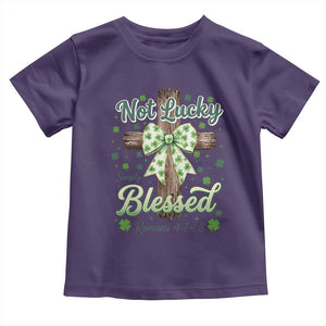 Shamrock Cross Irish St Patrick's Day Toddler T Shirt Not Lucky Simply Blessed TS14 Purple Print Your Wear