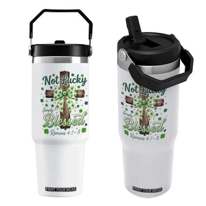 Shamrock Cross Irish St Patrick's Day Flip Straw Tumbler Not Lucky Simply Blessed TS14 One Size: 30 oz White Print Your Wear
