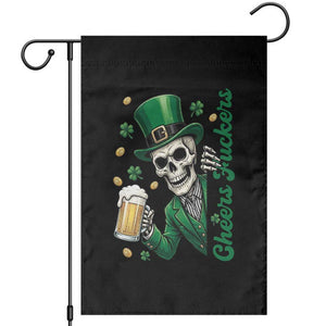 Cheers Fuckers St Patricks Day Garden Flag Funny Skeleton Drinking Beer TS14 Black Print Your Wear