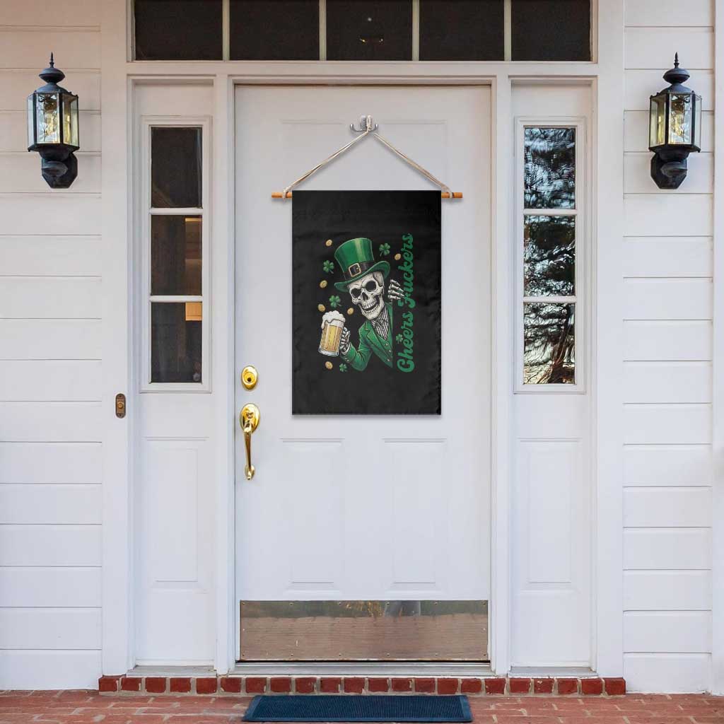 Cheers Fuckers St Patricks Day Garden Flag Funny Skeleton Drinking Beer TS14 Print Your Wear