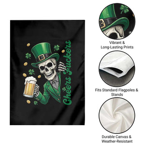 Cheers Fuckers St Patricks Day Garden Flag Funny Skeleton Drinking Beer TS14 Print Your Wear