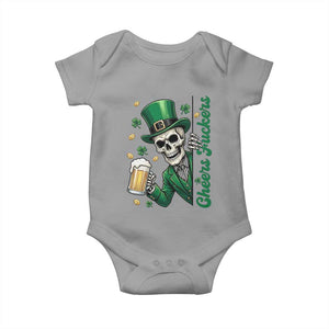 Cheers Fuckers St Patricks Day Baby Onesie Funny Skeleton Drinking Beer TS14 Sport Gray Print Your Wear