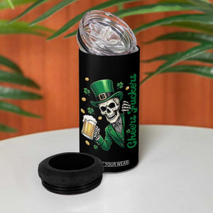 Cheers Fuckers St Patricks Day 4 in 1 Can Cooler Tumbler Funny Skeleton Drinking Beer TS14 Print Your Wear