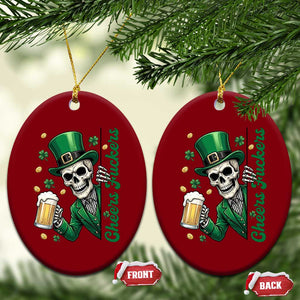 Cheers Fuckers St Patricks Day Ceramic Ornament Funny Skeleton Drinking Beer TS14 Print Your Wear