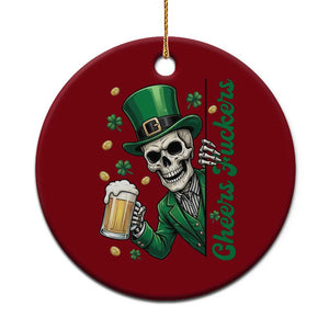 Cheers Fuckers St Patricks Day Ceramic Ornament Funny Skeleton Drinking Beer TS14 1pc Red Print Your Wear