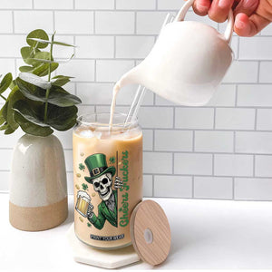 Cheers Fuckers St Patricks Day Glass Can Funny Skeleton Drinking Beer TS14 Print Your Wear