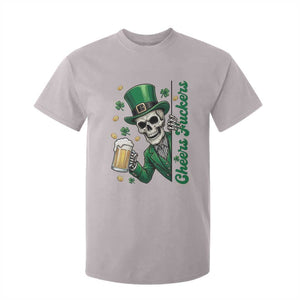 Cheers Fuckers St Patricks Day T Shirt For Kid Funny Skeleton Drinking Beer TS14 Ice Gray Print Your Wear