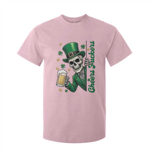 Cheers Fuckers St Patricks Day T Shirt For Kid Funny Skeleton Drinking Beer TS14 Light Pink Print Your Wear