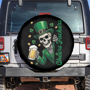 Cheers Fuckers St Patricks Day Spare Tire Cover Funny Skeleton Drinking Beer TS14 No hole Black Print Your Wear
