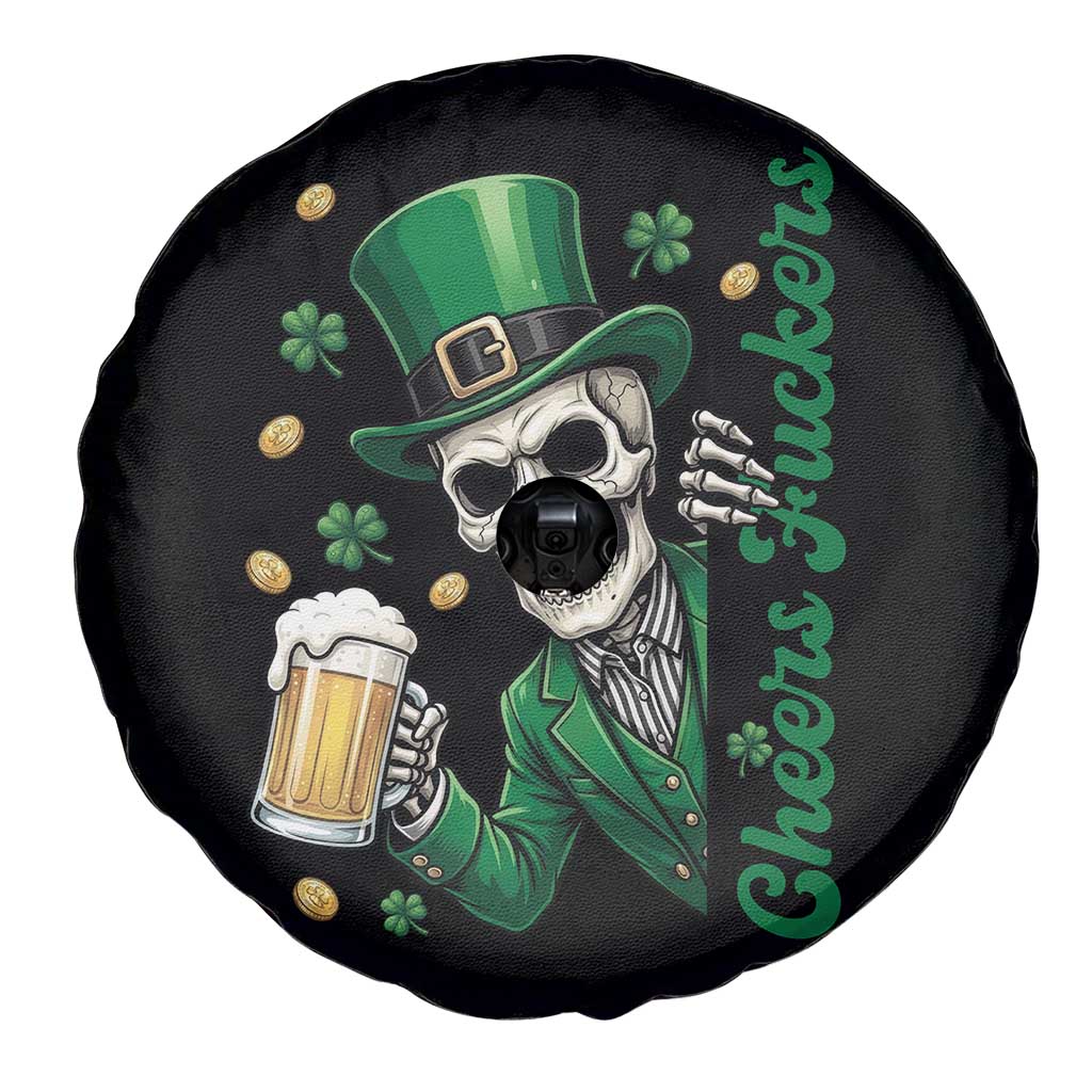 Cheers Fuckers St Patricks Day Spare Tire Cover Funny Skeleton Drinking Beer TS14 Print Your Wear