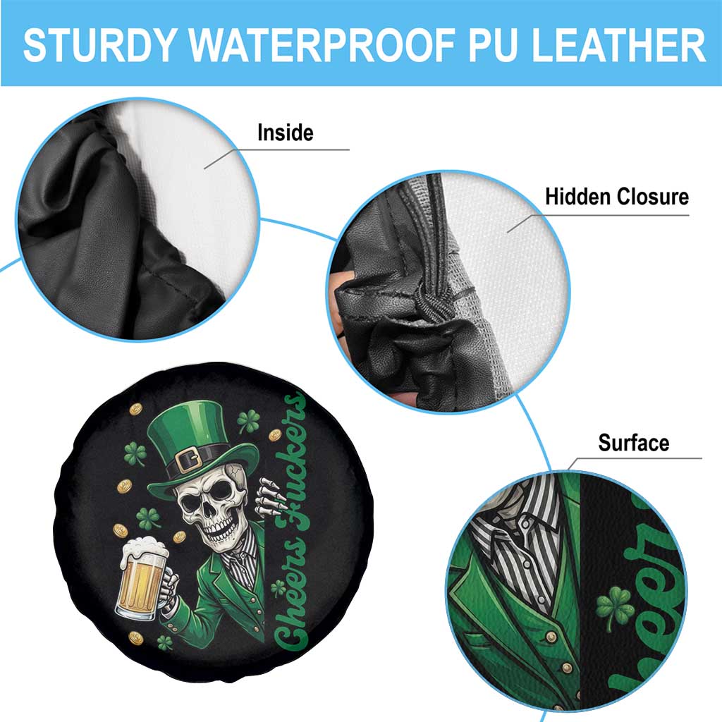Cheers Fuckers St Patricks Day Spare Tire Cover Funny Skeleton Drinking Beer TS14 Print Your Wear