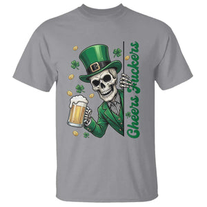 Cheers Fuckers St Patricks Day T Shirt Funny Skeleton Drinking Beer TS14 Sport Gray Print Your Wear