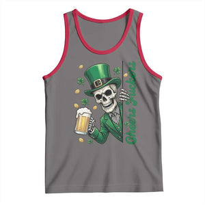 Cheers Fuckers St Patricks Day Tank Top Funny Skeleton Drinking Beer TS14 Deep Heather Red Print Your Wear