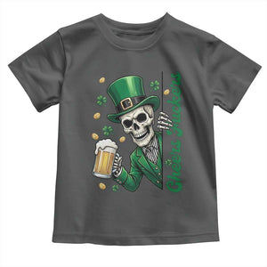 Cheers Fuckers St Patricks Day Toddler T Shirt Funny Skeleton Drinking Beer TS14 Dark Heather Print Your Wear