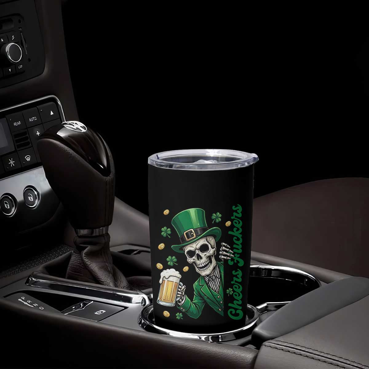 Cheers Fuckers St Patricks Day Tumbler Cup Funny Skeleton Drinking Beer TS14 Print Your Wear