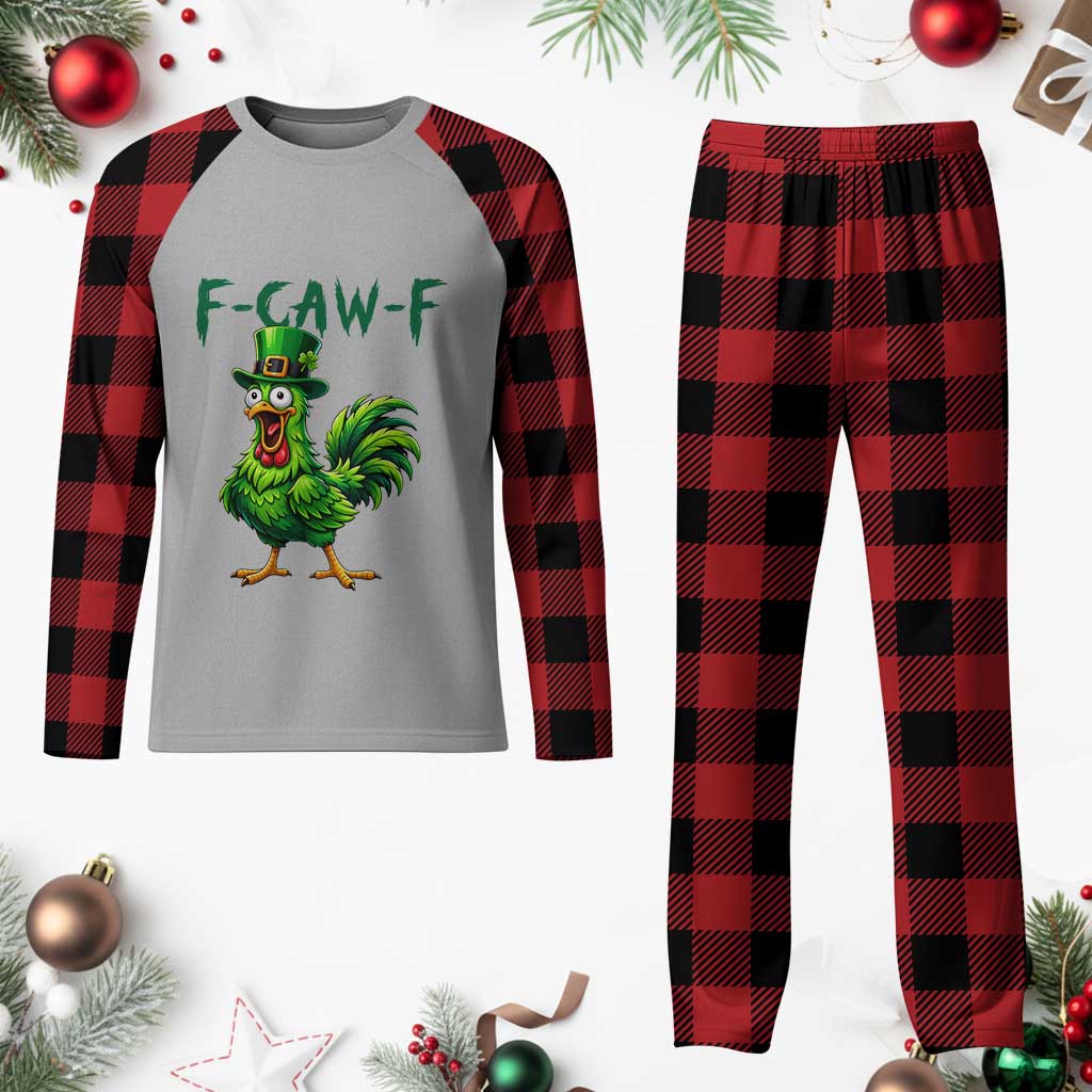 Funny St Patricks Day Lucky Chicken Plaid Pajama Set F Caw F TS14 Buffalo Plaid Print Your Wear