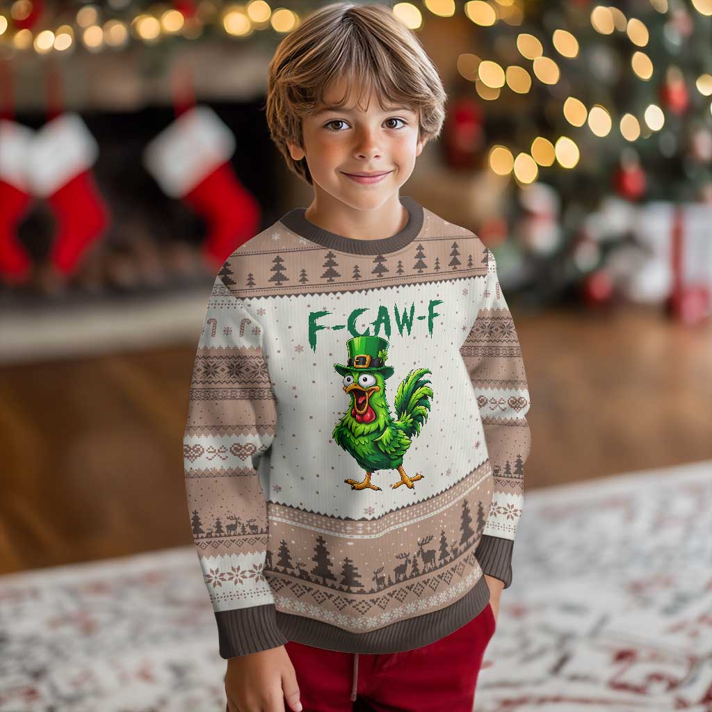 Funny St Patricks Day Lucky Chicken Ugly Christmas Sweater F Caw F TS14 Mocha Mousse Print Your Wear