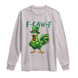 Funny St Patricks Day Lucky Chicken Long Sleeve Shirt F Caw F TS14 Ice Gray Print Your Wear