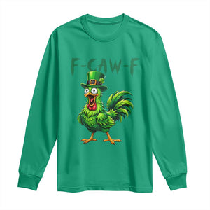 Funny St Patricks Day Lucky Chicken Long Sleeve Shirt F Caw F TS14 Irish Green Print Your Wear