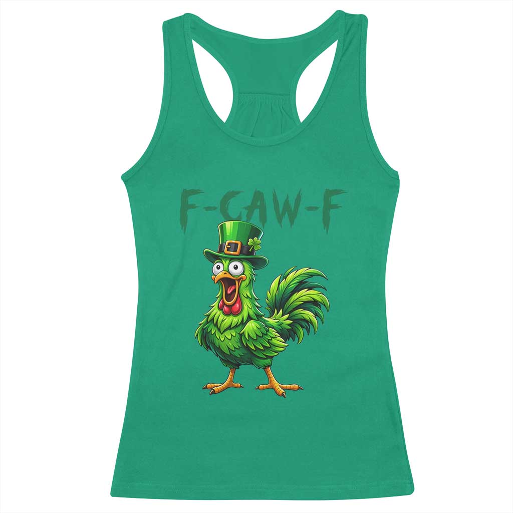 Funny St Patricks Day Lucky Chicken Racerback Tank Top F Caw F TS14 Irish Green Print Your Wear