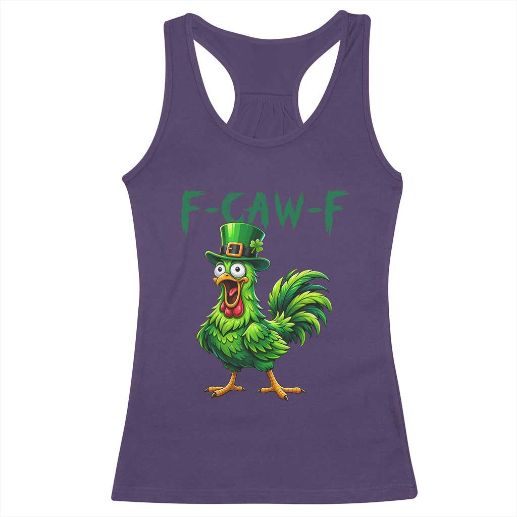 Funny St Patricks Day Lucky Chicken Racerback Tank Top F Caw F TS14 Purple Print Your Wear