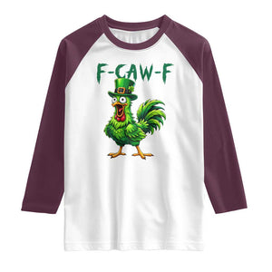 Funny St Patricks Day Lucky Chicken Raglan Shirt F Caw F TS14 White Maroon Print Your Wear