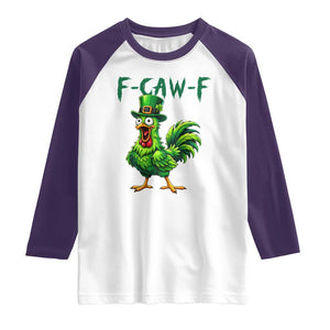 Funny St Patricks Day Lucky Chicken Raglan Shirt F Caw F TS14 White Purple Print Your Wear