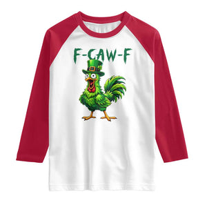 Funny St Patricks Day Lucky Chicken Raglan Shirt F Caw F TS14 White Red Print Your Wear
