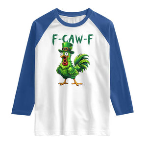Funny St Patricks Day Lucky Chicken Raglan Shirt F Caw F TS14 White Royal Print Your Wear