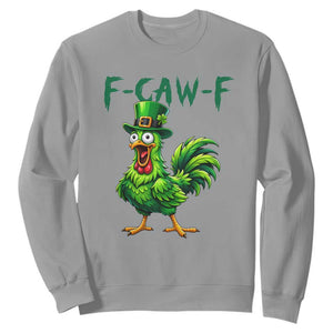 Funny St Patricks Day Lucky Chicken Sweatshirt F Caw F TS14 Sport Gray Print Your Wear