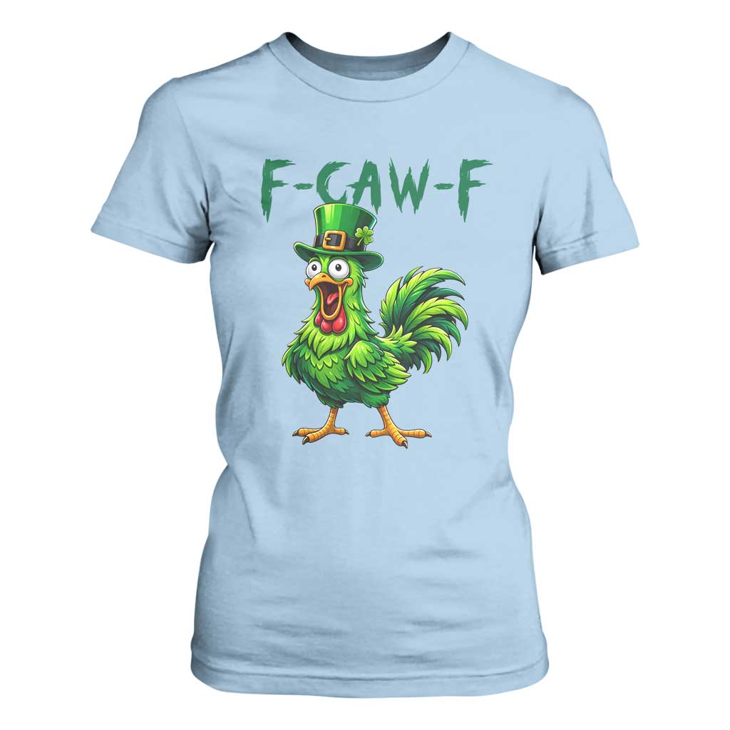 Funny St Patricks Day Lucky Chicken T Shirt For Women F Caw F TS14 Light Blue Print Your Wear
