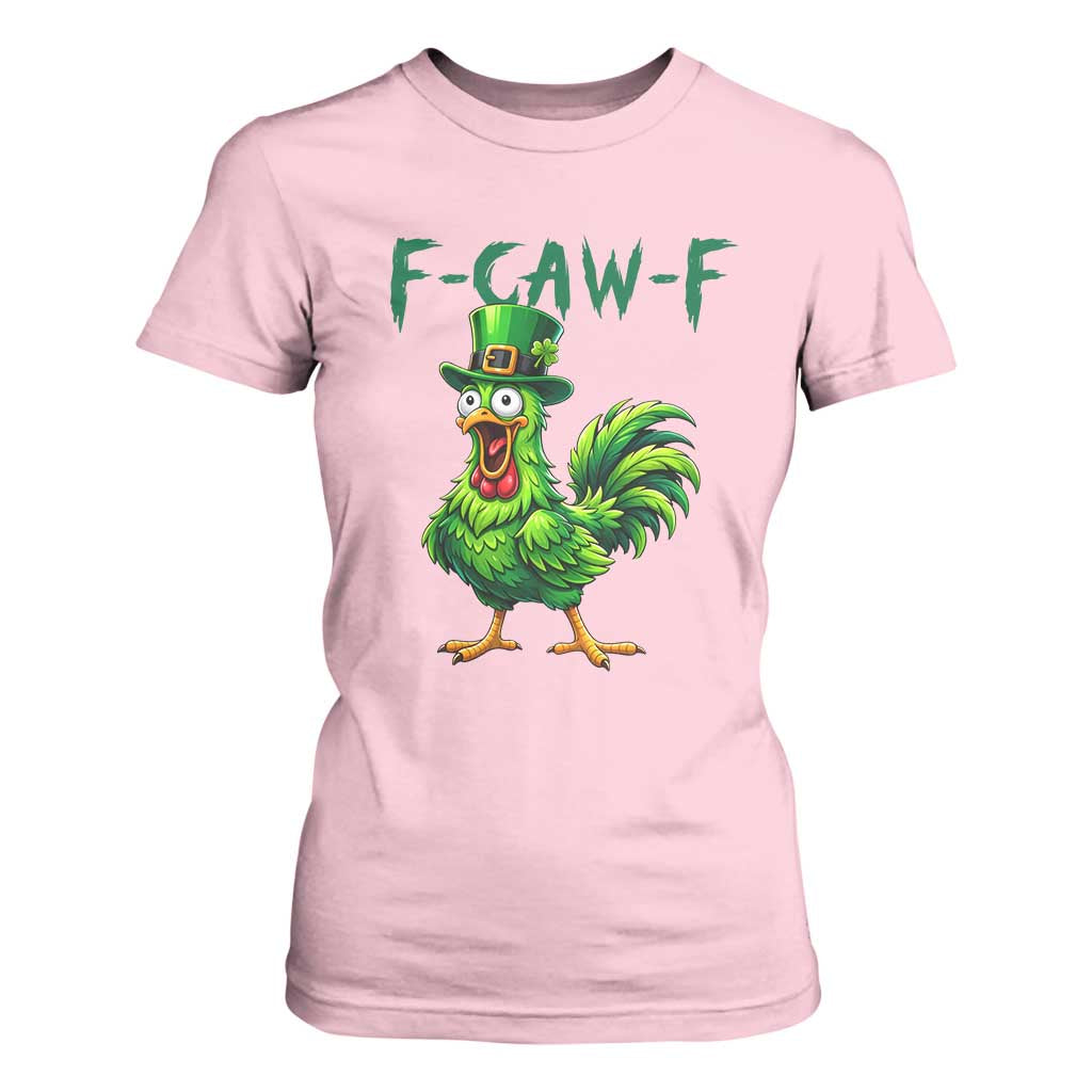 Funny St Patricks Day Lucky Chicken T Shirt For Women F Caw F TS14 Light Pink Print Your Wear