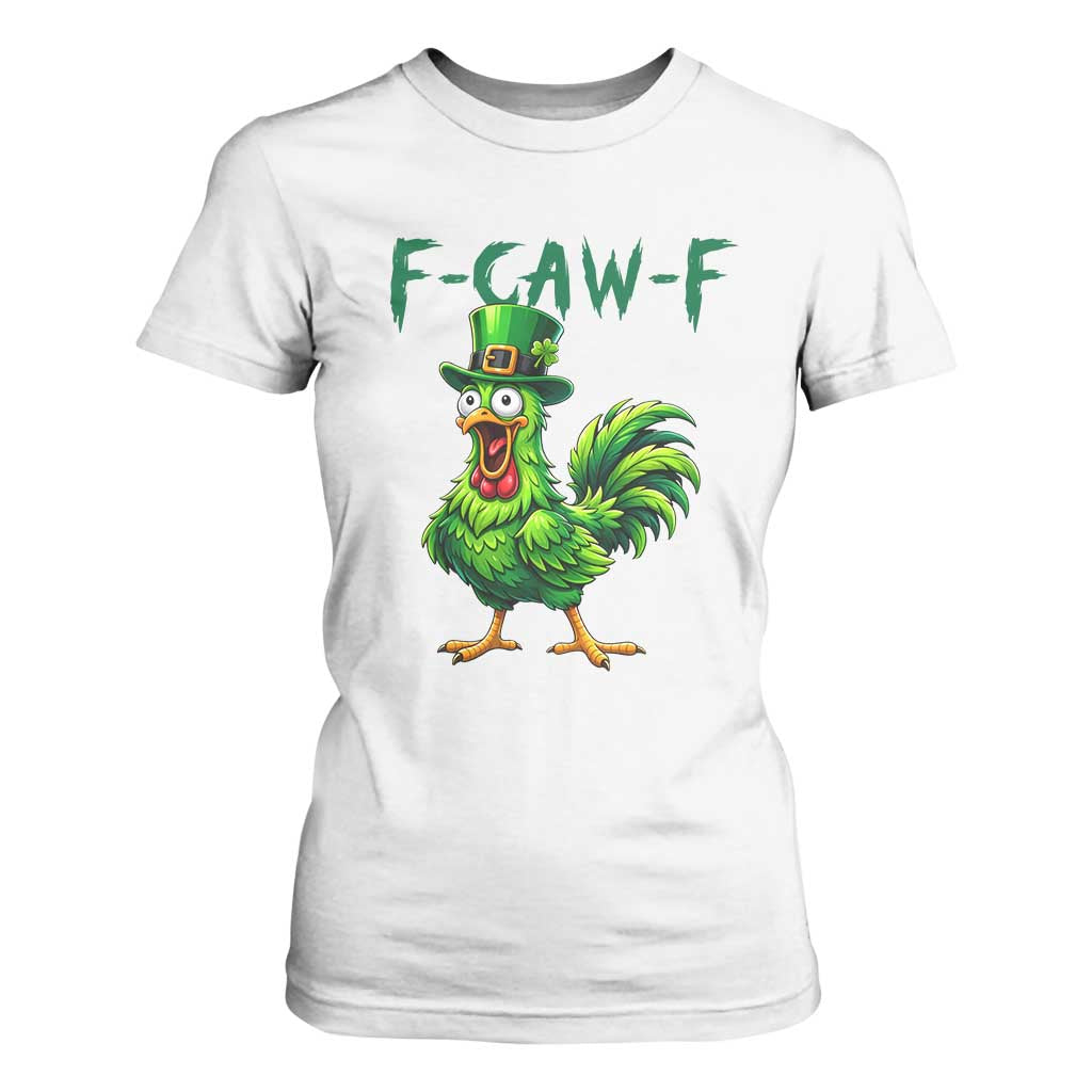 Funny St Patricks Day Lucky Chicken T Shirt For Women F Caw F TS14 White Print Your Wear