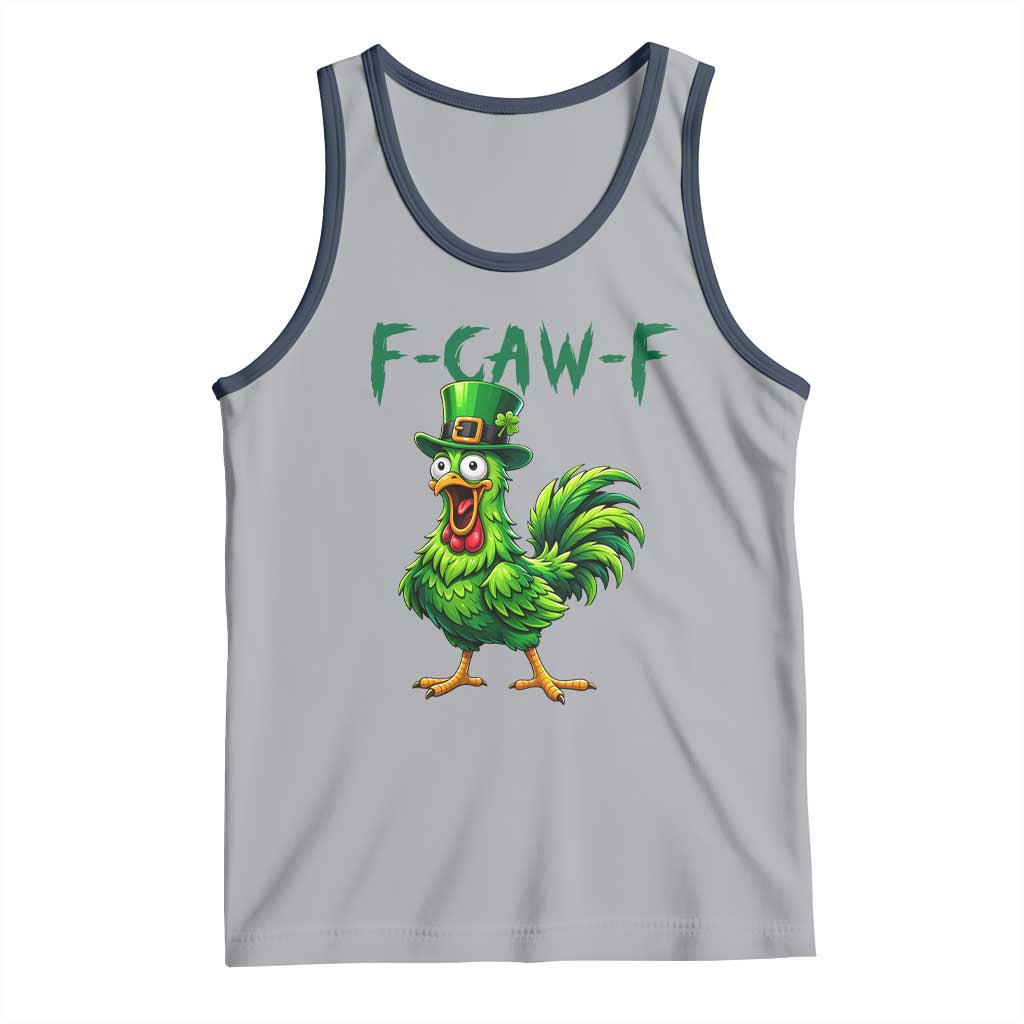 Funny St Patricks Day Lucky Chicken Tank Top F Caw F TS14 Athletic Heather Navy Print Your Wear