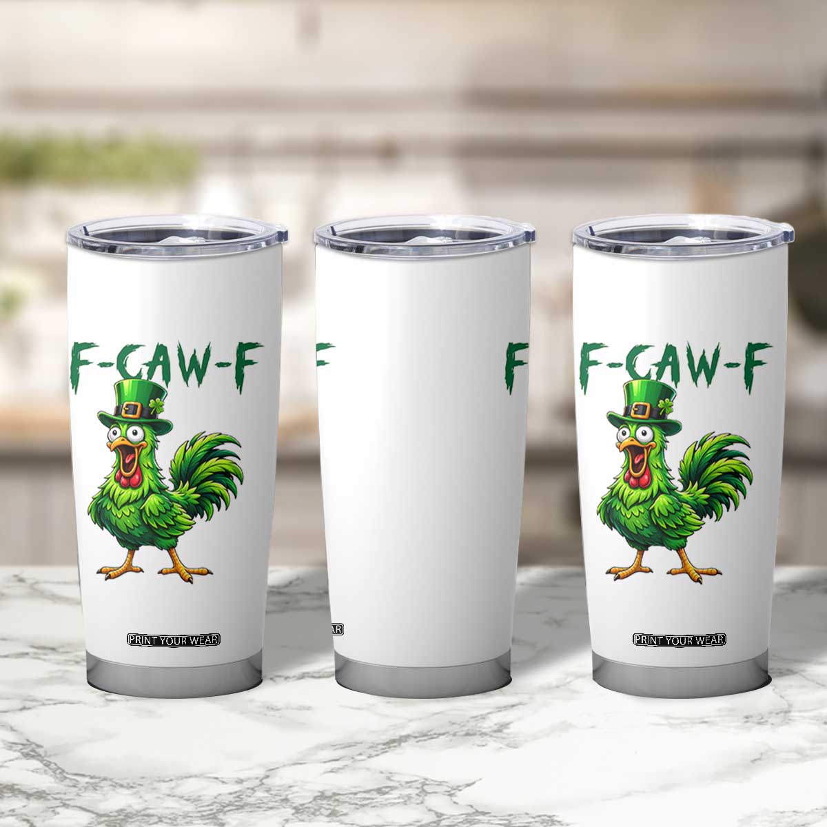 Funny St Patricks Day Lucky Chicken Tumbler Cup F Caw F TS14 Print Your Wear