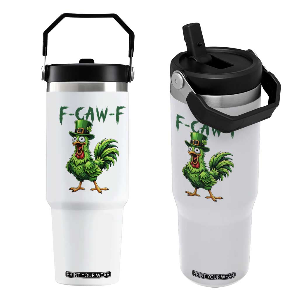 Funny St Patricks Day Lucky Chicken Flip Straw Tumbler F Caw F TS14 One Size: 30 oz White Print Your Wear