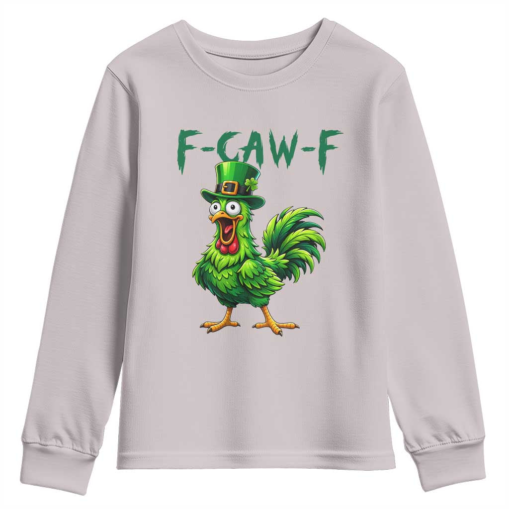 Funny St Patricks Day Lucky Chicken Youth Sweatshirt F Caw F TS14 Ice Gray Print Your Wear