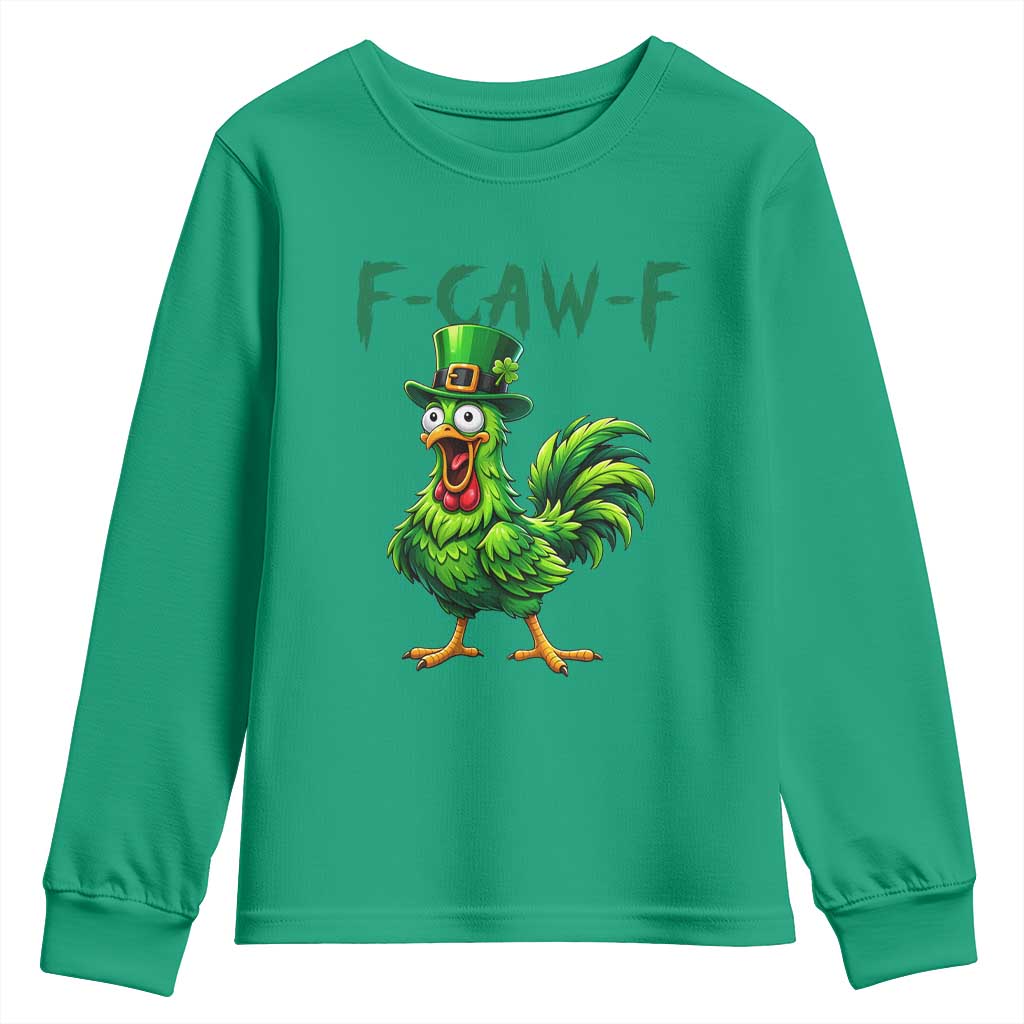 Funny St Patricks Day Lucky Chicken Youth Sweatshirt F Caw F TS14 Irish Green Print Your Wear