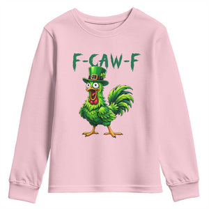 Funny St Patricks Day Lucky Chicken Youth Sweatshirt F Caw F TS14 Light Pink Print Your Wear