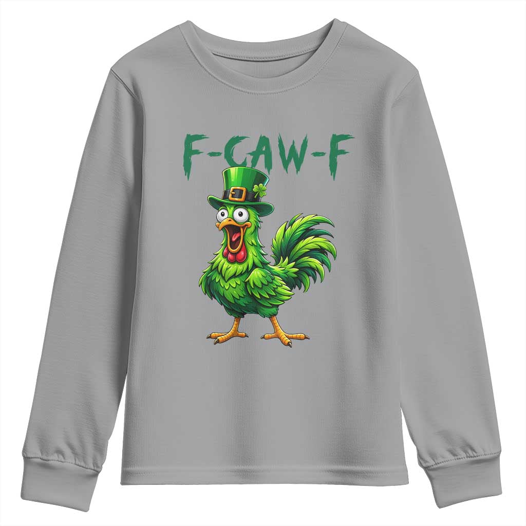 Funny St Patricks Day Lucky Chicken Youth Sweatshirt F Caw F TS14 Sport Gray Print Your Wear